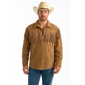 1970s Suede Fringe Mid Western Sport Togs Jacket Made in USA XL